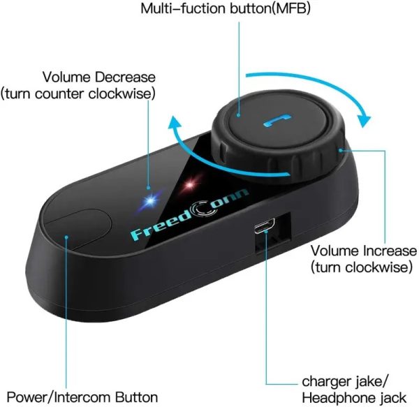 MANOS LIBRES BLUETOOTH FREEDCONN T-COM VB PARA CASCO MOTO CON INTERCOMUNICADOR Y RADIO FM - Imagen 2