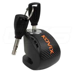 CANDADO DISCO MOTO KOVIX KNS6 NEGRO PIN 6MM CON ALARMA 120DB