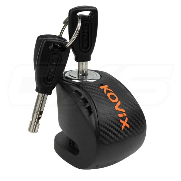 CANDADO DISCO MOTO KOVIX KNS6 NEGRO PIN 6MM CON ALARMA 120DB