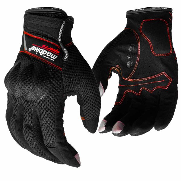 GUANTES MOTO MADBIKE NEW MAD09 CON PROTECCIONES ROJO