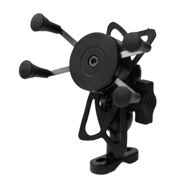 Soporte para celular moto moxi con base para espejo o volante tipo x soporta 8,5cm de ancho máximo ajuste de ángulo horizontal y vertical gracias a su montura tipo bola