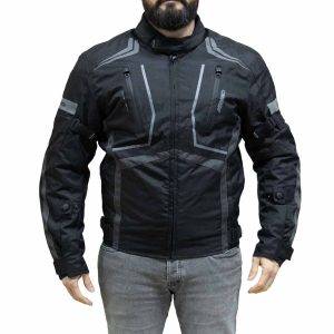 Chaqueta de cordura para motociclista marca: armad gear modelo Start up cintas ajustables con velcro en la cadera logos armad reflectantes en espalda, brazos pecho