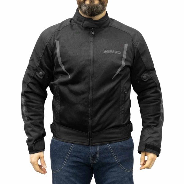 Chaqueta de cordura para motociclista marca: armad gear modelo air-b cintas ajustables con velcro en la cadera