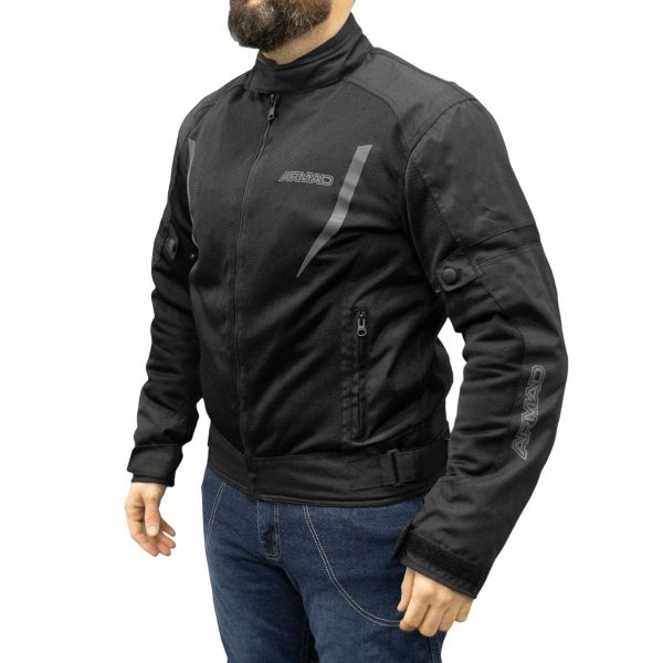 Chaqueta de cordura para motociclista marca: armad gear modelo air-b cintas ajustables con velcro en la cadera