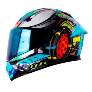 Casco Shaft 595 Stroke Azul Naranja Visor Iridium Azul